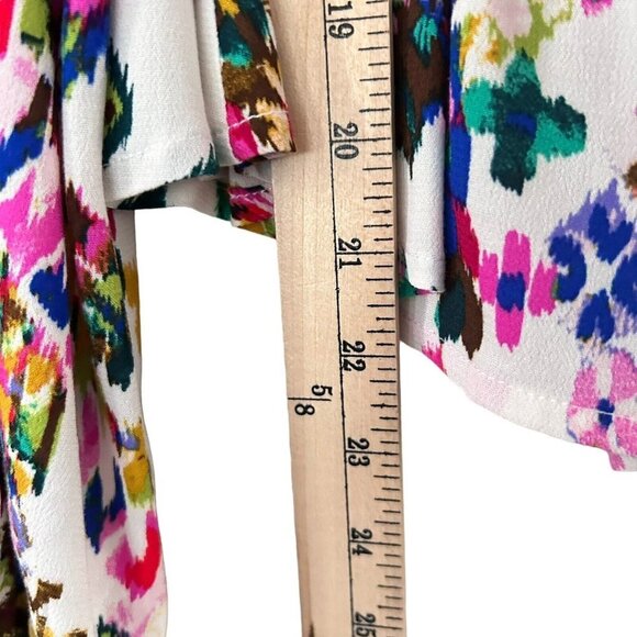 BTFL-Life Floral Colorful Tunic Top Balloon Sleeves Open Back Ties Blouse XS - Picture 10 of 13